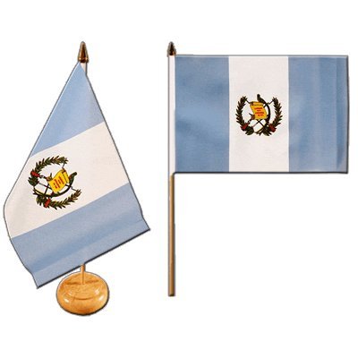 Bandera de Guatemala con bandera fritze madera pintada de base