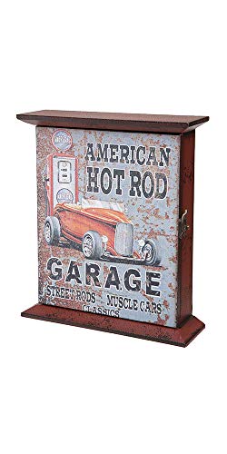 Alice's Collection - Caja de madera para colgar en la pared - American Hot Rod Garage - 25x21x6cm