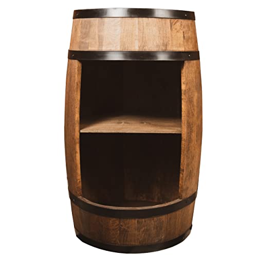 Barril de Madera para casa – Armario de Vino en Estilo Retro – Barril de Vino como botellero – Estante de Vino de Madera – Barra de Madera de 80 cm de Altura – Muebles Elegantes (wengué)