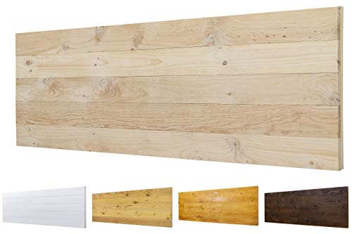 Cabecero Ancho 60cm de Madera Maciza Mod. Roma para Camas de 80cm, 90cm, 110cm, 135cm, 150cm. Herrajes incluidos (100cm X 60cm, Crudo)