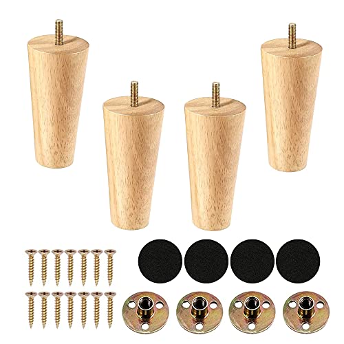 Goomp 4 Piezas Patas para Muebles Madera,12cm Patas de Repuesto para Sofá,Patas de Sofá de Mediados de Siglo para Sofá,Cama,Sillón,Gabinete