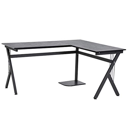 HOMCOM Mesa de Ordenador Mesa de PC Escritorio de Oficina Mesa Mesa Esquinera de Ángulo para Hogar Escuela y Oficina 155x130x76cm Madera Negro