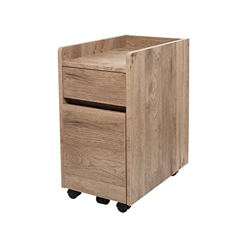 Iris Ohyama, Mueble de almacenaje/Mueble con repisa/Mueble de almacenaje/Escritorio con repisas y Ruedas/Mueble Escritorio, Diseño, Oficina - Chest of Drawer - FDK-3059 - Marrón Ceniza