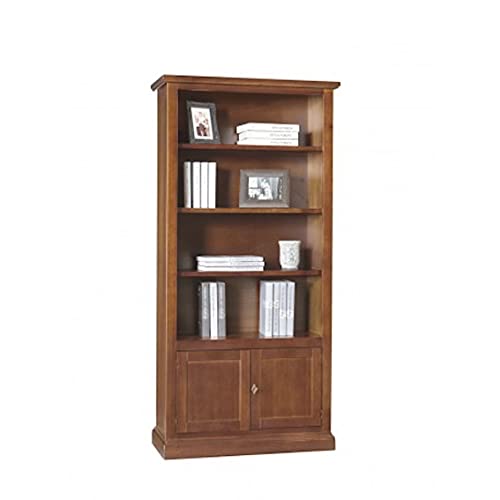 Mar.c.a. Design - Librería de pared, mueble de salón multiusos - Biblioteca con cajones de color nogal oscuro elegante de madera de álamo Arte pobre Made in Italy - Medidas: 90 x 41 x 186 cm