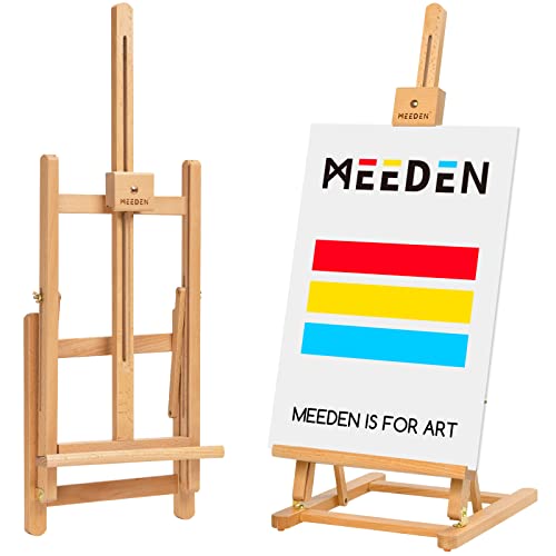 MEEDEN Caballete de Estudio con Marco en H de Mesa, Caballete de Madera Ajustable para Pintura de Mesa, Soporte de Escritorio portátil para Artistas,Principiantes,sostiene Lienzo de hasta 25 Pulgadas