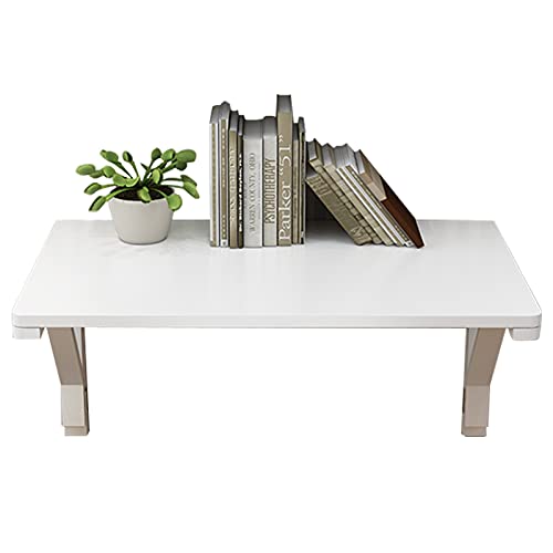 Mesa plegable para montaje en pared, madera blanca | Escritorio flotante plegable ahorra espacio pequeño, mesa montada en la pared hojas abatibles, cocina escritorio de computadora, 60cm 80cm 100cm