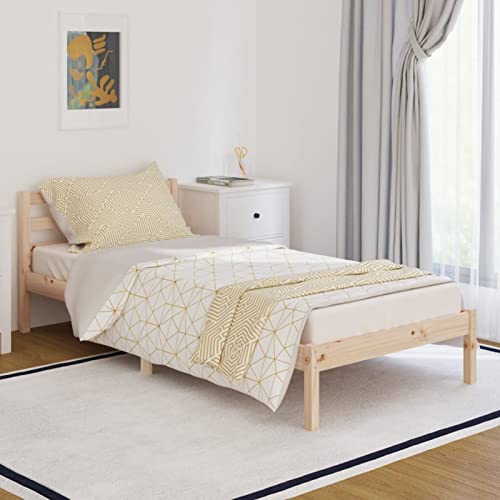 Norheim Estructura de Cama Madera Cama Individual Doble Base para Polchón Bastidor de Cama Somier de Listones de Madera Estructura Cama con Cabecero, Marrón 90 x 200 cm