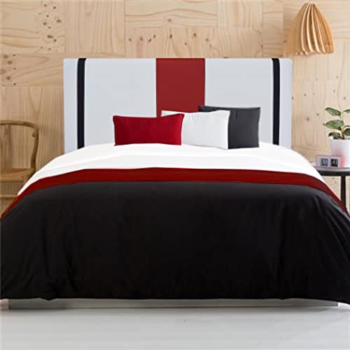 ONEK-DECCO Cabecero de Cama tapizado en Polipiel Mod. Barcelona 3 para Cama de Niño, Juvenil y Matrimonio (70 cm. Alto). (165x70, Blanco-Rojo-Negro)