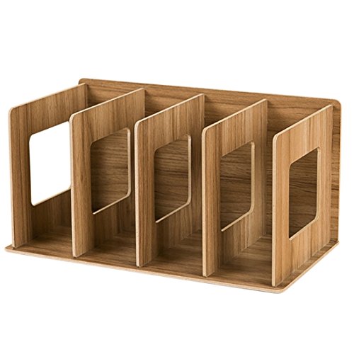 Organizador de madera para CD y DVD Fokom, Crema, 30.5 x 15 x 17cm