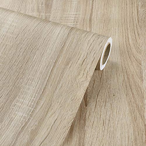 Papel tapiz autoadhesivo de papel de imitación de madera clara de vinilo para muebles de cocina, armarios, estantes, tocador, cajón, armario, armario, calcomanía 40CMX3M