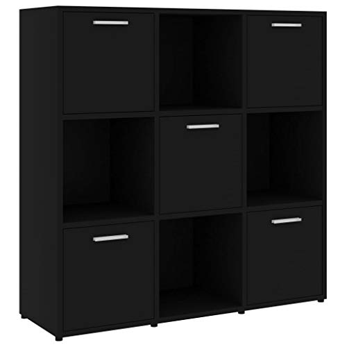 pedkit Estantería librerias de Madera para Libros Estanteria Cubo de aglomerado Negro 90x30x90 cm