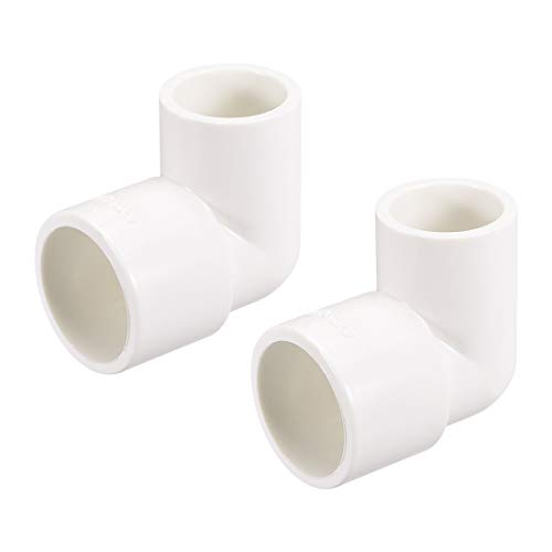 sourcing map PVC Tubería Accesorio 90 Grados Codo Programación 40 Blanco 20mm x 25mm Enchufe 5uds