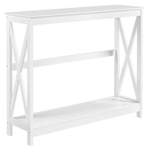 Yaheetech Muebles Recibidor de Entrada Consola Recibidor Mesa Recibidor Estrecho Mesa Auxiliar de Forma X para Salón, Pasillo Blanca 101,5x30x81cm