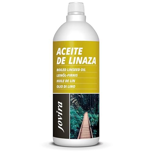 JOVIRA PINTURAS Aceite Linaza. Barniz Natural (100% Puro) Nutrición, protección y cuidado de la madera. (1 Litro)