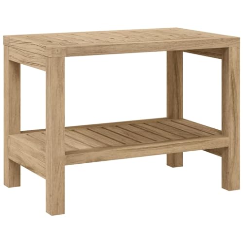 vidaXL Mesa Auxiliar de Baño, Mesita Almacenaje de Toallas Jabón Champús, Mesa de Listones, Mueble para Baño Ducha, Madera Maciza de Teca