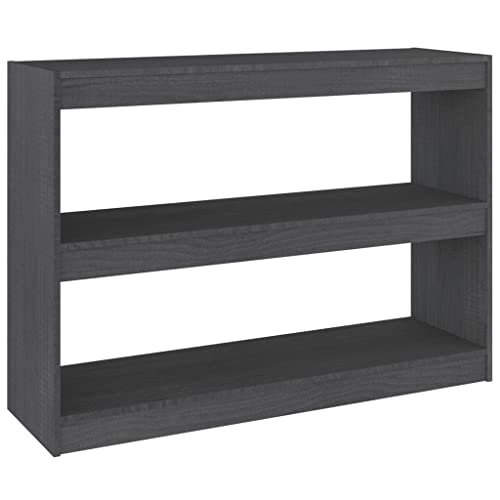 vidaXL Estantería/Divisor de Espacios Armario Estante Separador Partición Pantalla de Privacidad Mueble Librería Gris 100x30x71,5 cm Madera Pino