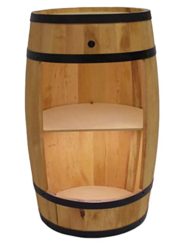 Barril de Madera con Luces LED – Armario de Vino en Estilo Retro – Barril de Vino – Botellero de Madera – 80 cm de Alto – Muebles Elegantes – Mesa Alta y Soporte para Botellas (Roble)