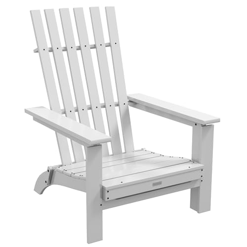 Outsunny Silla Adirondack de Madera Silla de Jardín Plegable con Reposabrazos Carga 160 kg para Patio Terraza Balcón 68x81x93 cm Blanco