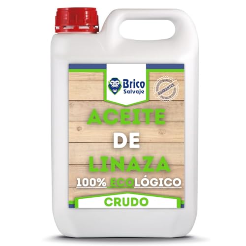 BRICOSALVAJE Aceite de Linaza CRUDO para la Madera | Ladrillo, Terrazo, Teja | Nutrición | Ecológico (1 Litro)