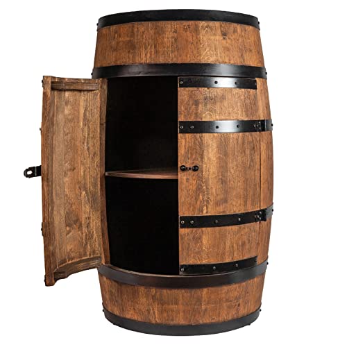 Creative Cooper Barril de Vino de pie con Puerta, Armario para Alcohol, botellero, estantería de Madera, Barril de Madera, Mueble de Barril para Vino, estantería para Vino, 80 cm de Alto (wengué)