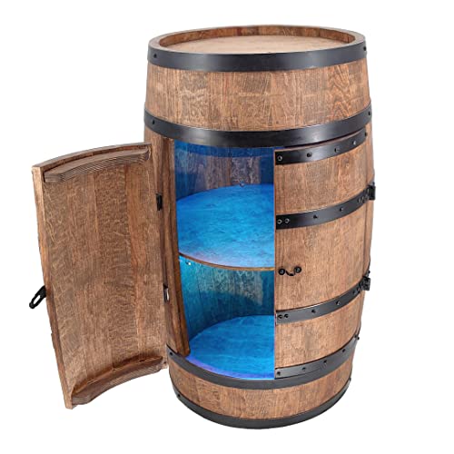 Creative Cooper Botellero de Madera con Puerta con LED RGB– Armario con Alcohol, Madera – Barril de Madera – Muebles de Barril – Soporte para Vino – Barril de Vino – Barril con Puerta – 80cm (wenge)