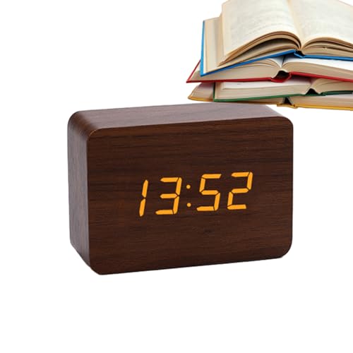 Reloj Despertador Digital De Madera, Reloj Digital De Cabecera con Modo Día De La Semana/Fin De Semana, Gran Pantalla, Control De Sonido, Reloj Despertador De Sobremesa para Oficina