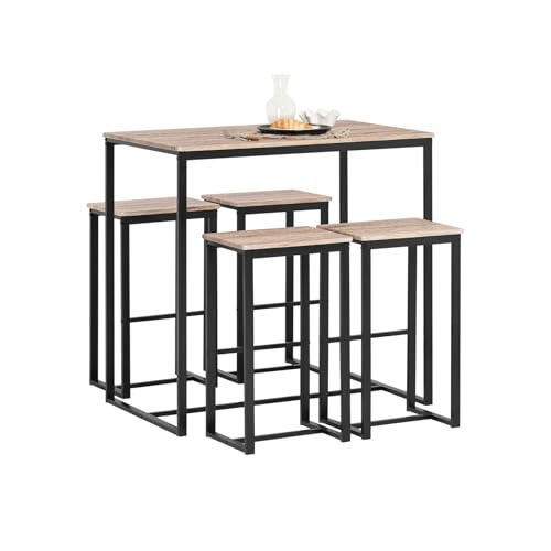 SoBuy OGT15-N Set Mesa Alta de Bar y 4 Taburetes Muebles Bar Comedor ES (OGT15-N)