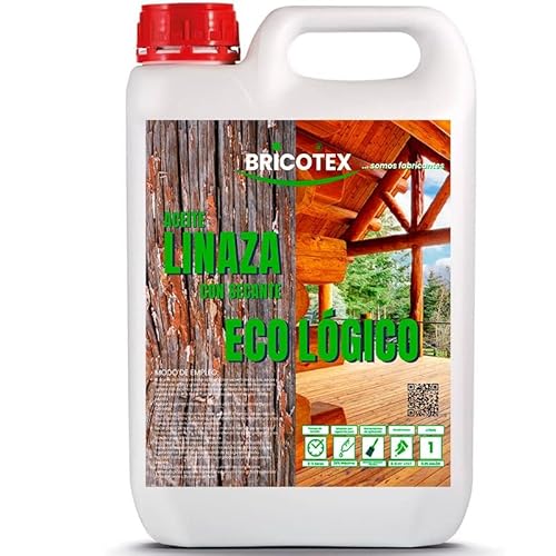 BRICOTEX - Aceite de Linaza para Madera 1 Litro | Restaurador y Protector Natural | Hidratación y Brillo Profundo | Versátil para Carpintería y Muebles, 1 Litro