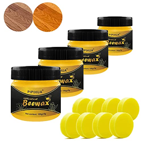 Cera De Abejas Para El Cuidado De Los Muebles De Madera, Natural, La ProteccióN (4×100g Con 8 Esponjas)