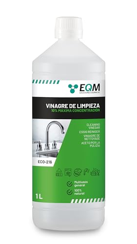 EQM | ECO-216 | 1 L | Vinagre de Limpieza Concentrado | 10º de Acidez | 100% Natural | Potente Limpiador Multiusos para el Hogar